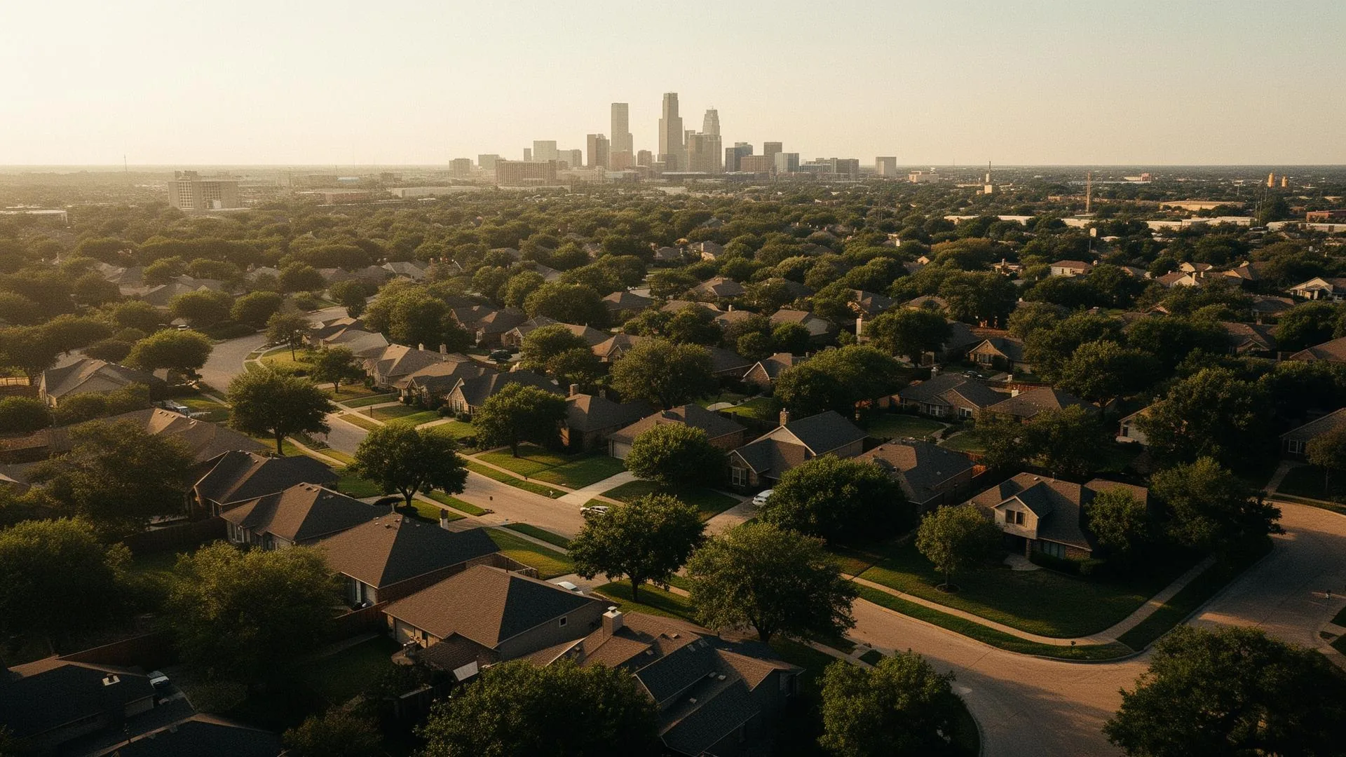 Fort Worth from above — golden hour